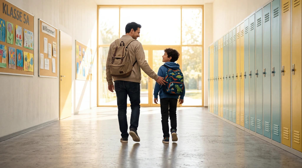 Schulbegleiterin unterstützt ein Kind beim Lesen im Klassenzimmer
